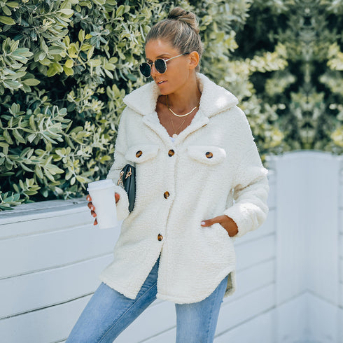 Women's Outwear Solid Color Loose Cotton-padded Coats