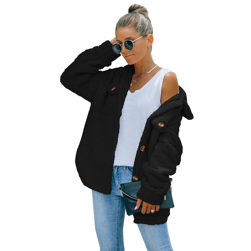 Women's Outwear Solid Color Loose Cotton-padded Coats