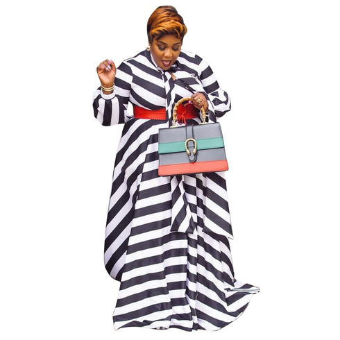 Women's Plus Size Breathable Stripes Full Dresses