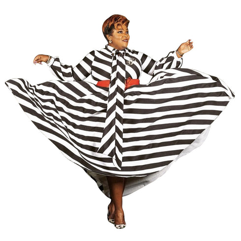 Women's Plus Size Breathable Stripes Full Dresses