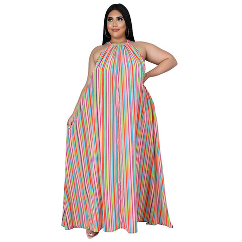 Women's Plus Size Casual Style Print Loose Maxi Dresses