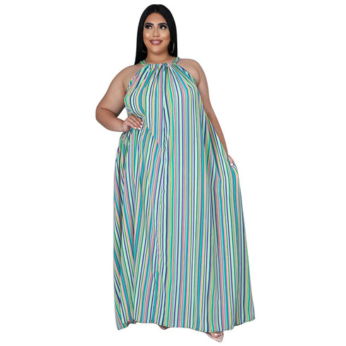 Women's Plus Size Casual Style Print Loose Maxi Dresses