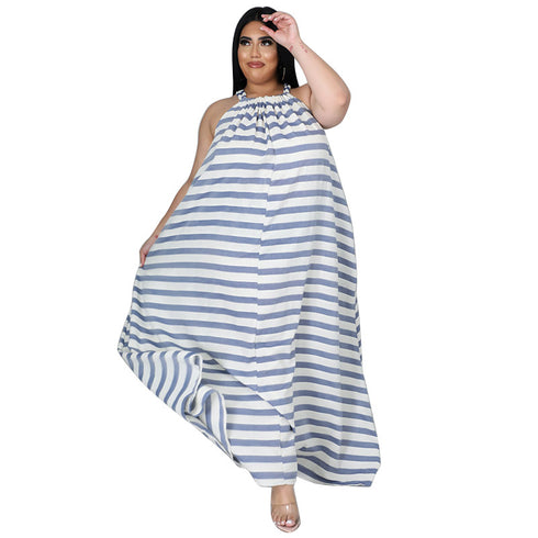 Women's Plus Size Casual Style Print Loose Maxi Dresses