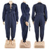 Women's Plus Size Denim Long Sleeve Stylish Jumpsuits