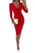 Women's Plus Size Hip Wrap Sexy V Neck Bodycon Dresses