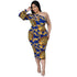 Women's Plus Size Hollowed-out Printed Fishtail Dress