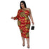 Women's Plus Size Hollowed-out Printed Fishtail Dress