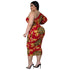 Women's Plus Size Hollowed-out Printed Fishtail Dress