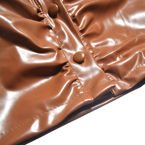 Women's Plus Size Imitation Leather Ruffle Dress