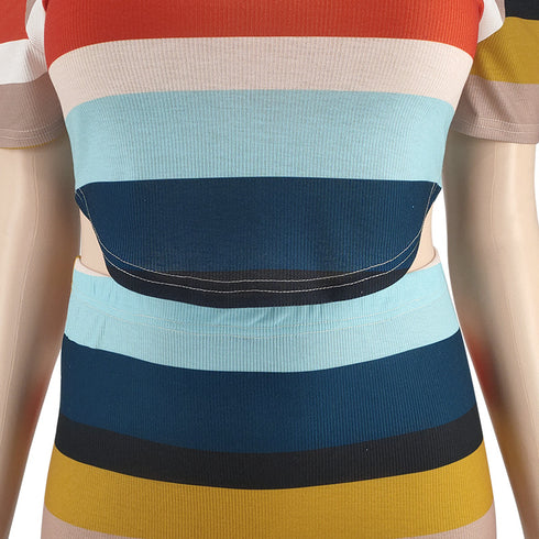 Women's Plus Size Knit T-shirt Skirt Two Piece Outfits