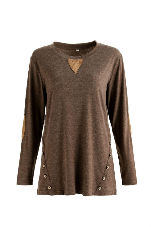 Women's Plus Size Loose Long Sleeved T-shirt Patch Sweatshirt