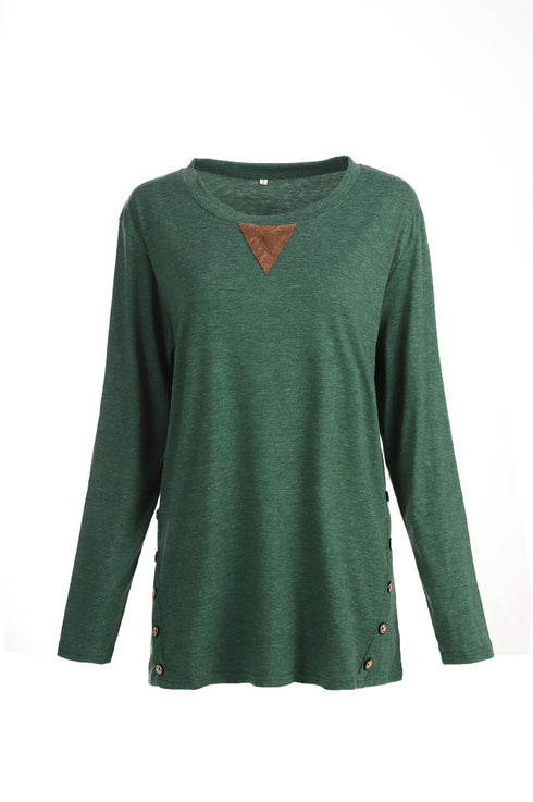 Women's Plus Size Loose Long Sleeved T-shirt Patch Sweatshirt