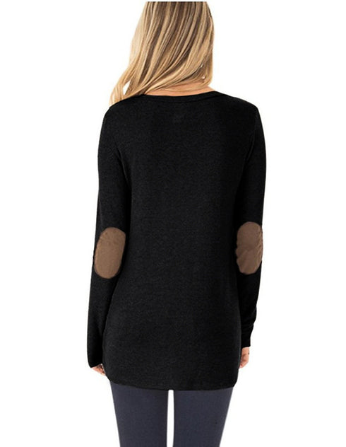 Women's Plus Size Loose Long Sleeved T-shirt Patch Sweatshirt