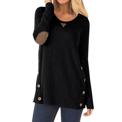 Women's Plus Size Loose Long Sleeved T-shirt Patch Sweatshirt