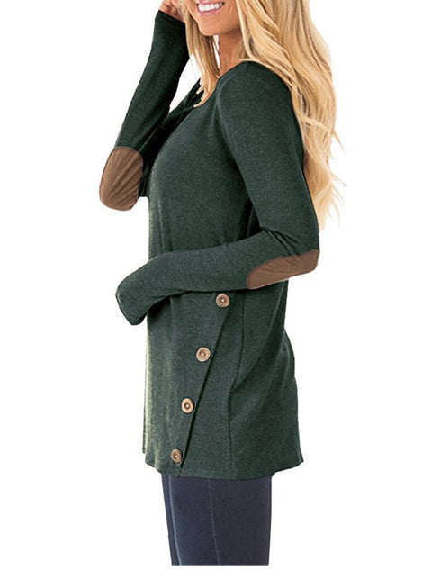 Women's Plus Size Loose Long Sleeved T-shirt Patch Sweatshirt