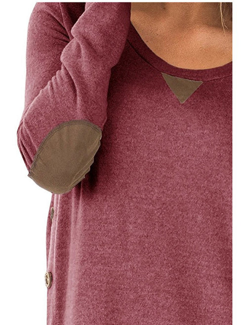 Women's Plus Size Loose Long Sleeved T-shirt Patch Sweatshirt