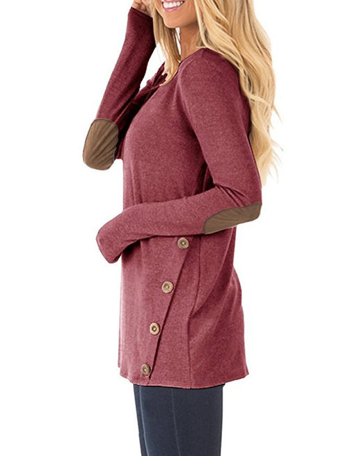 Women's Plus Size Loose Long Sleeved T-shirt Patch Sweatshirt