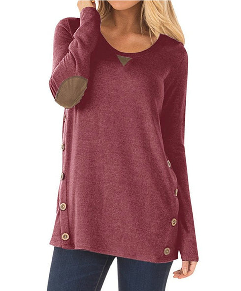Women's Plus Size Loose Long Sleeved T-shirt Patch Sweatshirt