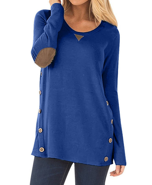Women's Plus Size Loose Long Sleeved T-shirt Patch Sweatshirt