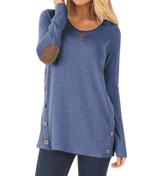 Women's Plus Size Loose Long Sleeved T-shirt Patch Sweatshirt