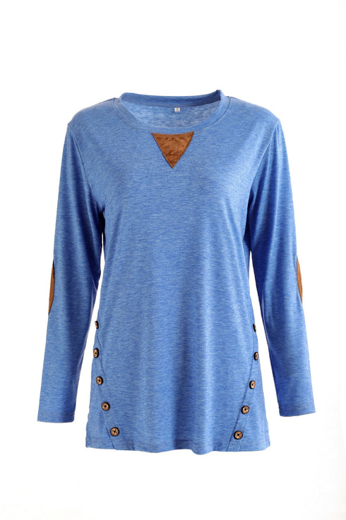 Women's Plus Size Loose Long Sleeved T-shirt Patch Sweatshirt