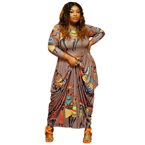 Women's Plus Size Loose Western Stylish Print Dresses