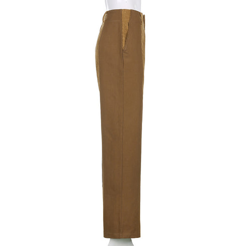 Women's Plus Size Patchwork Corduroy Straight Leg Pants