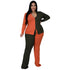Women's Plus Size Patchwork Long Sleeve Pants Two Piece Outfits