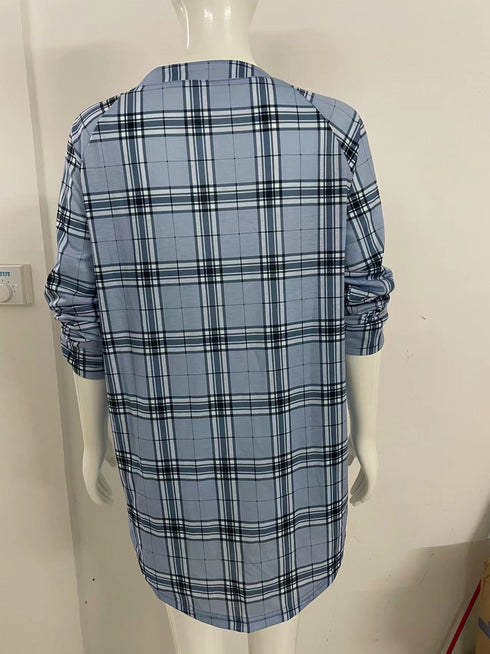 Women's Plus Size Plaid Printed Shirts Button Coats