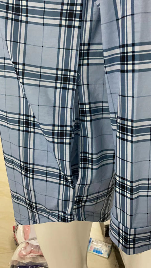 Women's Plus Size Plaid Printed Shirts Button Coats