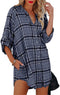 Women's Plus Size Plaid Printed Shirts Button Coats