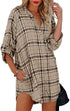 Women's Plus Size Plaid Printed Shirts Button Coats