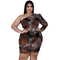 Women's Plus Size Print Diagonal Shoulder Bodycon Dress