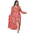 Women's Plus Size Print V Neck Maxi Dresses