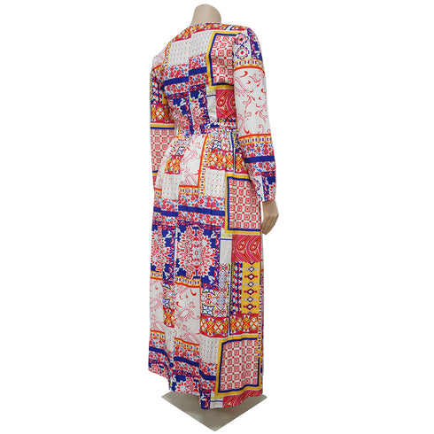 Women's Plus Size Round Collar Digital Print Strap Dresses