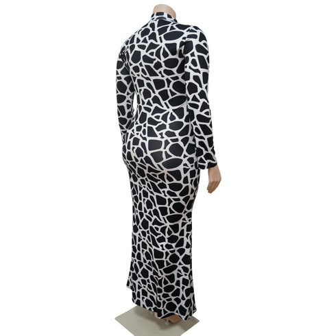 Women's Plus Size Round Collar Maxi Bodycon Dresses