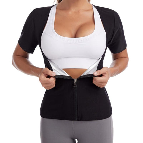 Women's Plus Size Sauna Short Sleeve Shirt Shapewear