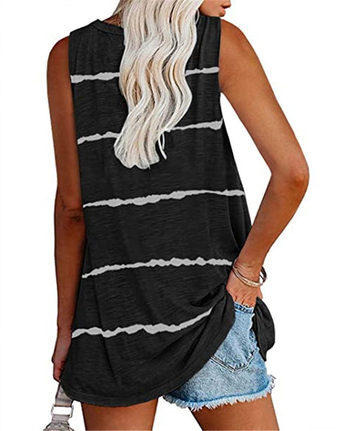 Women's Plus Size Stripes Sleeveless T-shirt Long Vest