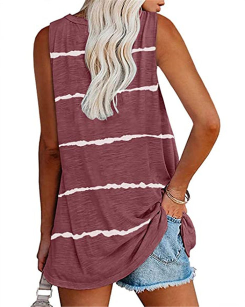 Women's Plus Size Stripes Sleeveless T-shirt Long Vest