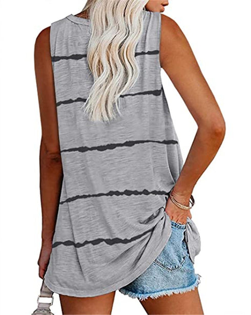 Women's Plus Size Stripes Sleeveless T-shirt Long Vest