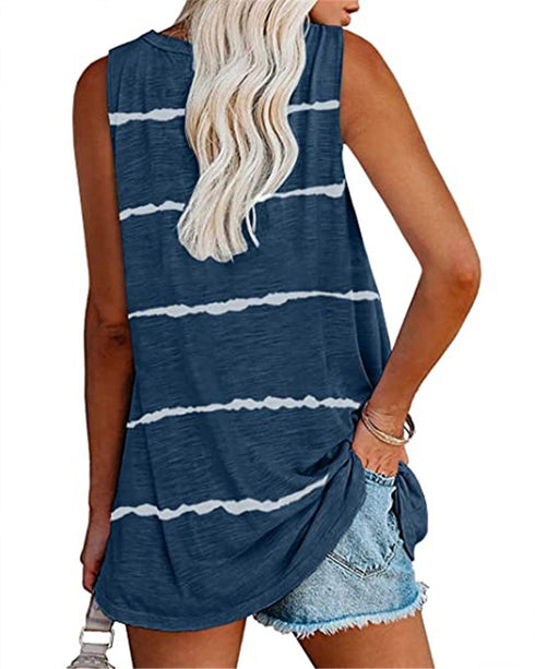 Women's Plus Size Stripes Sleeveless T-shirt Long Vest