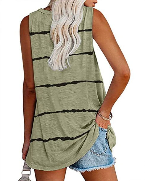 Women's Plus Size Stripes Sleeveless T-shirt Long Vest