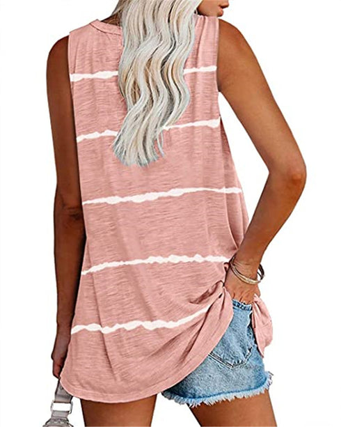 Women's Plus Size Stripes Sleeveless T-shirt Long Vest