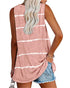 Women's Plus Size Stripes Sleeveless T-shirt Long Vest