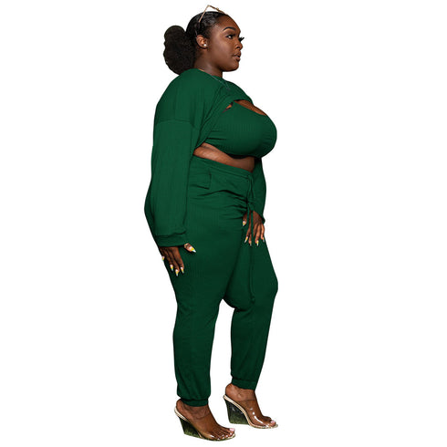 Women's Plus Size Stylish Three Piece Lounge Set