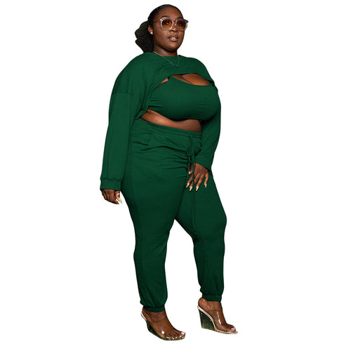 Women's Plus Size Stylish Three Piece Lounge Set