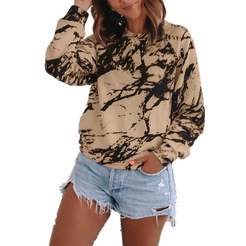 Women's Plus Size Tie-dye Printed Long Sleeved Sweatshirt