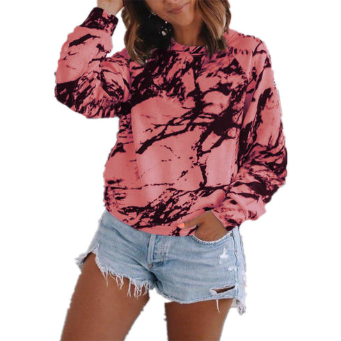Women's Plus Size Tie-dye Printed Long Sleeved Sweatshirt