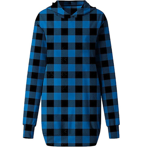 Women's Plus Size Tunics Print Plaid Hoodie Top