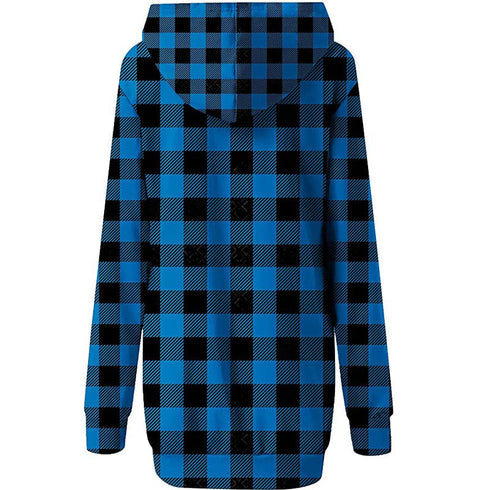 Women's Plus Size Tunics Print Plaid Hoodie Top